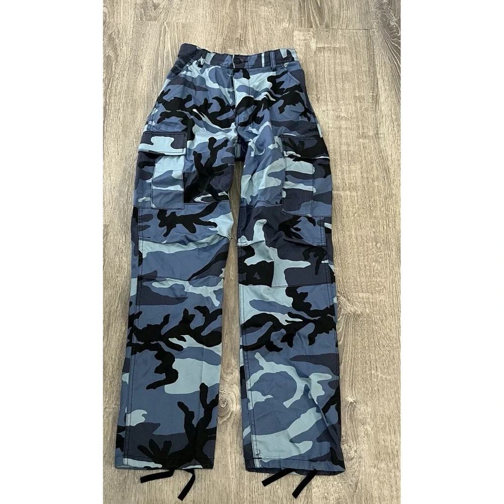 Blue Camo Pants XS-Reg Cargo Military Y2K‎ 1227-0429-KP-0704 26x30.5